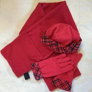 Red Plaid Fleece Winter Weather Set